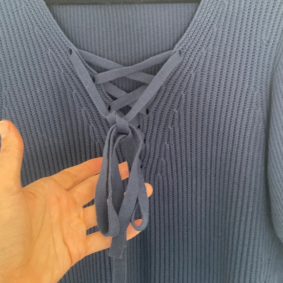 Veronica Beard Lace Up Sweater in Navy, Sz L - Picture 5 of 8